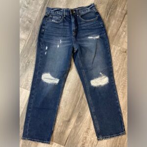 Women's Distressed Blue Mom Jeans
